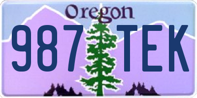 OR license plate 987TEK