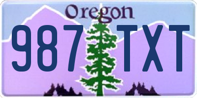 OR license plate 987TXT