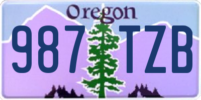 OR license plate 987TZB
