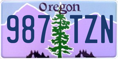 OR license plate 987TZN