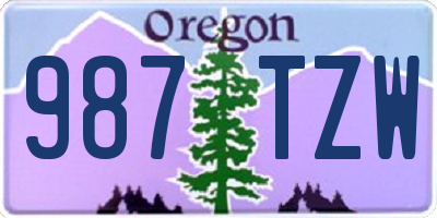 OR license plate 987TZW