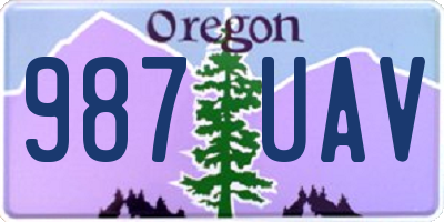 OR license plate 987UAV