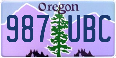 OR license plate 987UBC