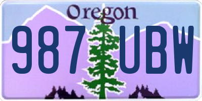 OR license plate 987UBW