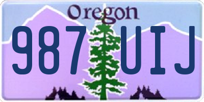 OR license plate 987UIJ