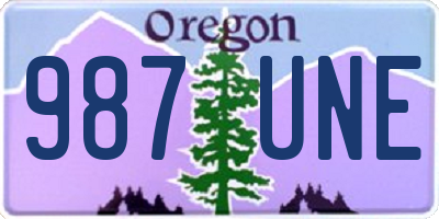 OR license plate 987UNE