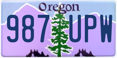 OR license plate 987UPW