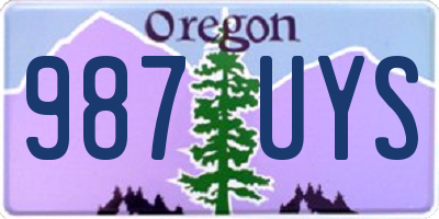 OR license plate 987UYS