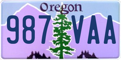 OR license plate 987VAA