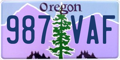 OR license plate 987VAF
