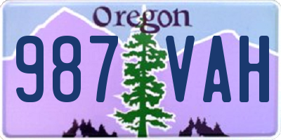 OR license plate 987VAH