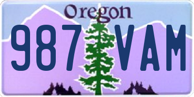 OR license plate 987VAM