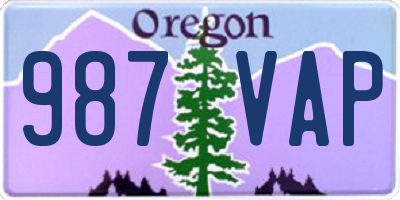 OR license plate 987VAP