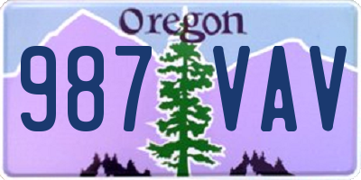 OR license plate 987VAV