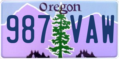OR license plate 987VAW