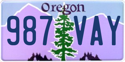 OR license plate 987VAY