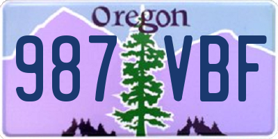 OR license plate 987VBF