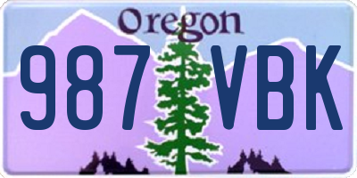 OR license plate 987VBK