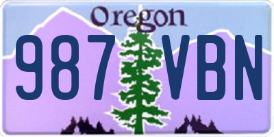 OR license plate 987VBN