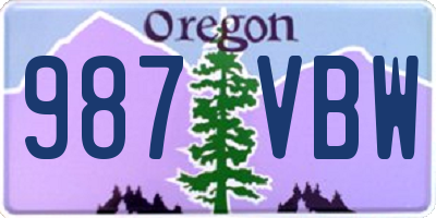 OR license plate 987VBW