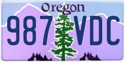 OR license plate 987VDC