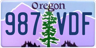 OR license plate 987VDF
