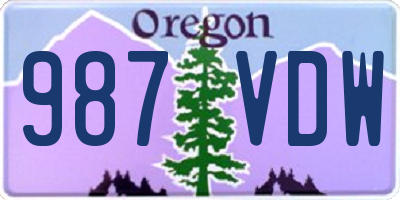 OR license plate 987VDW