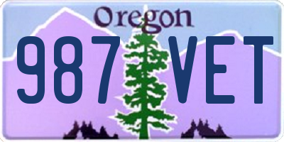 OR license plate 987VET