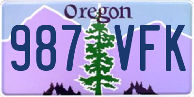 OR license plate 987VFK