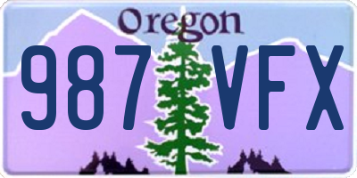 OR license plate 987VFX