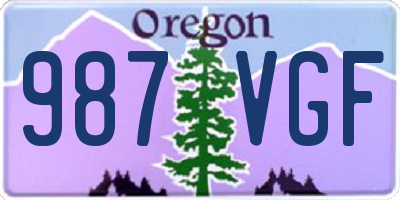 OR license plate 987VGF