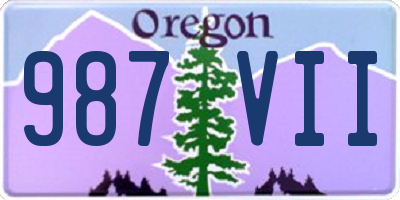 OR license plate 987VII