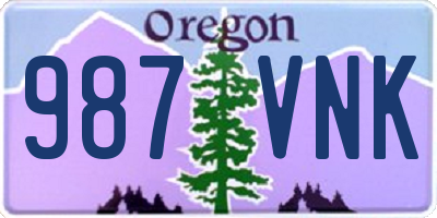 OR license plate 987VNK