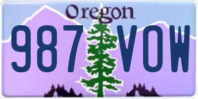 OR license plate 987VOW