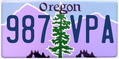 OR license plate 987VPA