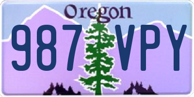OR license plate 987VPY