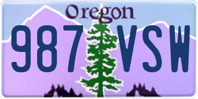 OR license plate 987VSW