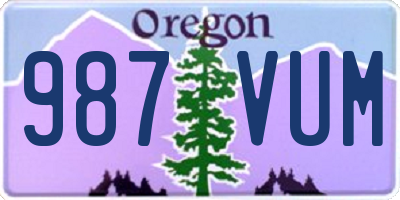 OR license plate 987VUM