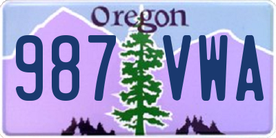 OR license plate 987VWA