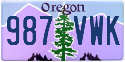 OR license plate 987VWK