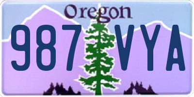 OR license plate 987VYA