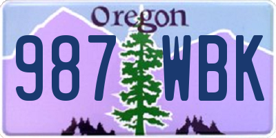 OR license plate 987WBK