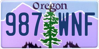 OR license plate 987WNF