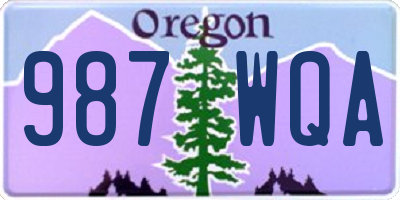 OR license plate 987WQA