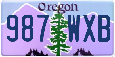 OR license plate 987WXB
