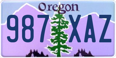 OR license plate 987XAZ