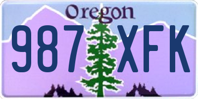 OR license plate 987XFK