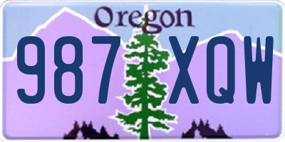 OR license plate 987XQW