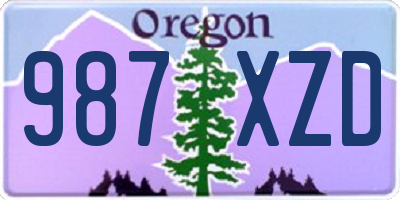 OR license plate 987XZD