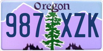 OR license plate 987XZK